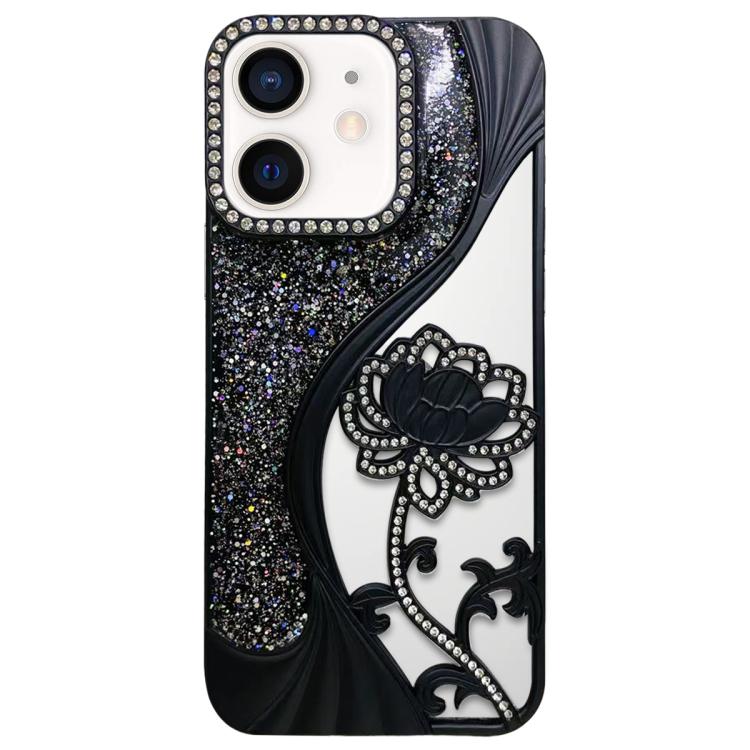 Coque de téléphone en TPU électrolytique motif lotus creux, avec strass et paillettes, pour iPhone 12 Pro Max, pour iPhone 12 Pro, pour iPhone 11 Pro Max, pour iPhone 11