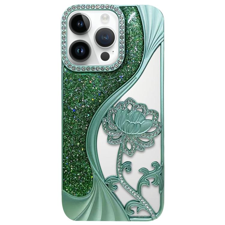 Coque de téléphone en TPU électrolytique motif lotus creux, avec strass et paillettes, pour iPhone 12 Pro Max, pour iPhone 12 Pro, pour iPhone 11 Pro Max, pour iPhone 11
