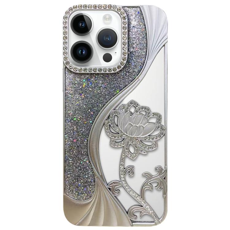 Coque de téléphone en TPU électrolytique motif lotus creux, avec strass et paillettes, pour iPhone 12 Pro Max, pour iPhone 12 Pro, pour iPhone 11 Pro Max, pour iPhone 11
