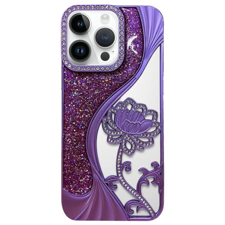 Coque de téléphone en TPU électrolytique motif lotus creux, avec strass et paillettes, pour iPhone 12 Pro Max, pour iPhone 12 Pro, pour iPhone 11 Pro Max, pour iPhone 11