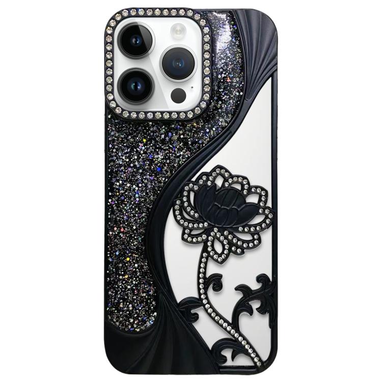Coque de téléphone en TPU électrolytique motif lotus creux, avec strass et paillettes, pour iPhone 12 Pro Max, pour iPhone 12 Pro, pour iPhone 11 Pro Max, pour iPhone 11