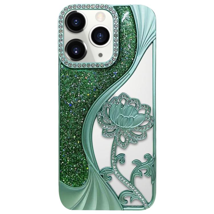 Coque de téléphone en TPU électrolytique motif lotus creux, avec strass et paillettes, pour iPhone 12 Pro Max, pour iPhone 12 Pro, pour iPhone 11 Pro Max, pour iPhone 11