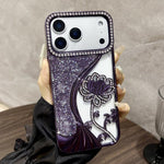 Coque de téléphone en TPU plaqué, motif lotus ajouré, avec strass et paillettes, Pour iPhone 17 Pro Max, Pour iPhone 17 Pro, Pour iPhone 17, Pour iPhone 16 Pro Max, Pour iPhone 16 Pro, Pour iPhone 16, Pour iPhone 15 Pro Max, Pour iPhone 15 Pro