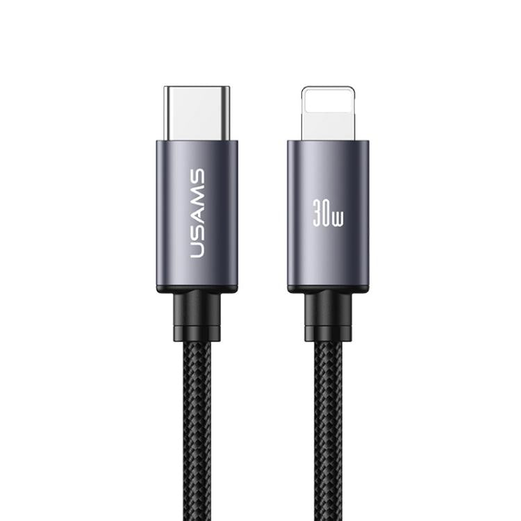 USAMS SJ770 U91 Câble de Données de Charge Rapide Type-C vers 8 Broches en Alliage d'Aluminium 30W, Longueur : 1m, SJ770