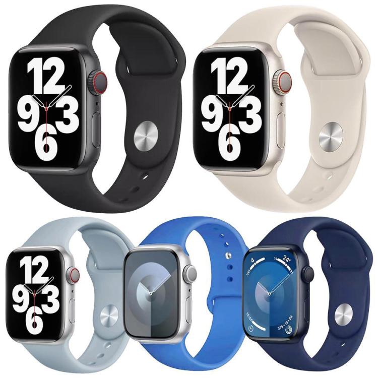 Lot de 5 bracelets de montre sport en silicone uni xDfind, compatibles avec Apple Watch 42/44/45/46/49 mm et Apple Watch 38/40/41/S11 42 mm.