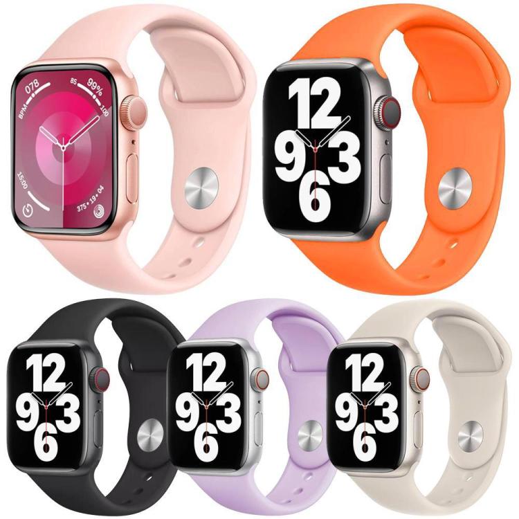 Lot de 5 bracelets de montre sport en silicone uni xDfind, compatibles avec Apple Watch 42/44/45/46/49 mm et Apple Watch 38/40/41/S11 42 mm.