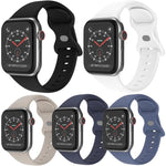 Lot de 5 bracelets de montre en silicone xDfind à boucle papillon, compatibles avec Apple Watch 42/44/45/46/49 mm et Apple Watch 38/40/41/S11 42 mm.