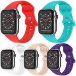 Lot de 5 bracelets de montre en silicone xDfind à boucle papillon, compatibles avec Apple Watch 42/44/45/46/49 mm et Apple Watch 38/40/41/S11 42 mm.