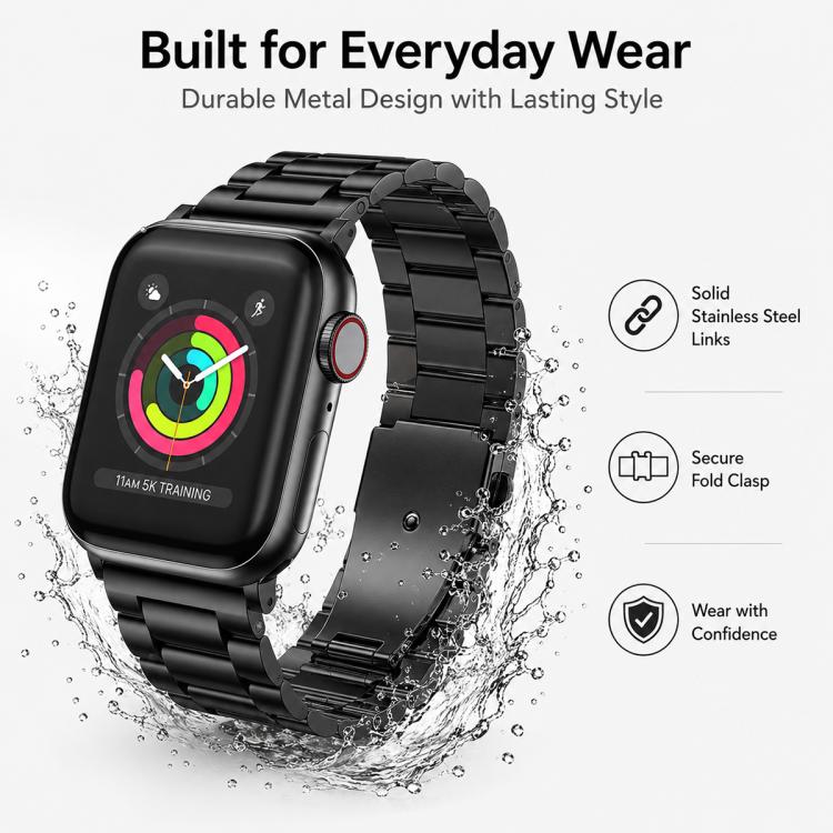 Lot de 5 bracelets de montre xDfind à trois perles et boucle déployante en acier inoxydable, compatibles avec Apple Watch 42/44/45/46/49 mm et Apple Watch 38/40/41/S11 42 mm.