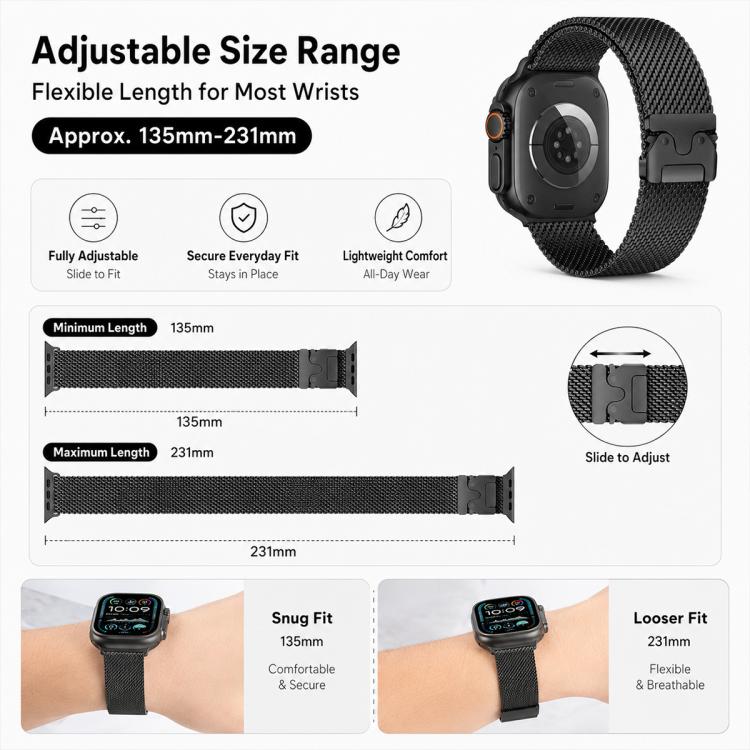 Lot de 5 bracelets de montre xDfind à boucle parapluie milanaise et boucle papillon, compatibles avec Apple Watch 42/44/45/46/49 mm et Apple Watch 38/40/41/S11 42 mm.