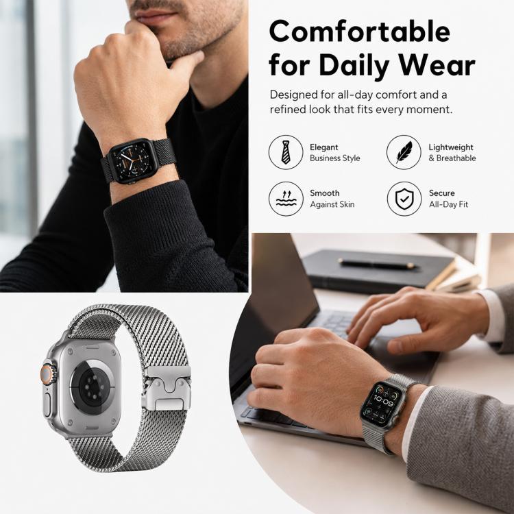 Lot de 5 bracelets de montre xDfind à boucle parapluie milanaise et boucle papillon, compatibles avec Apple Watch 42/44/45/46/49 mm et Apple Watch 38/40/41/S11 42 mm.
