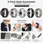 Lot de 5 bracelets de montre xDfind à boucle parapluie milanaise et boucle papillon, compatibles avec Apple Watch 42/44/45/46/49 mm et Apple Watch 38/40/41/S11 42 mm.