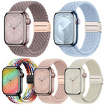 Lot de 5 bracelets de montre tissés à boucle magnétique xDfind, compatibles avec Apple Watch 42/44/45/46/49 mm et Apple Watch 38/40/41/S11 42 mm.
