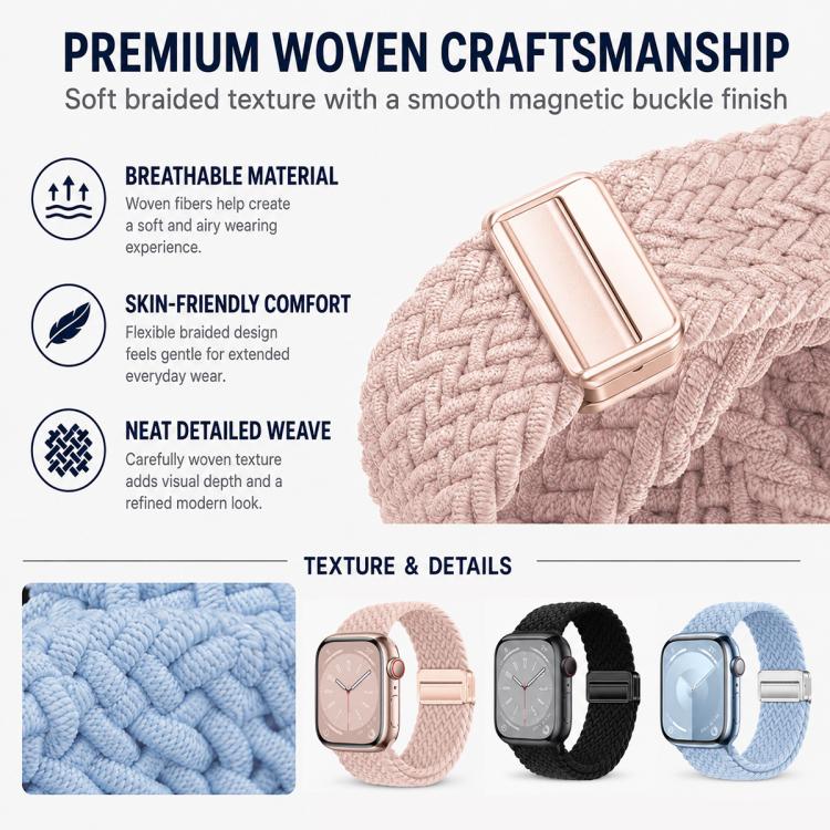 Lot de 5 bracelets de montre tissés à boucle magnétique xDfind, compatibles avec Apple Watch 42/44/45/46/49 mm et Apple Watch 38/40/41/S11 42 mm.
