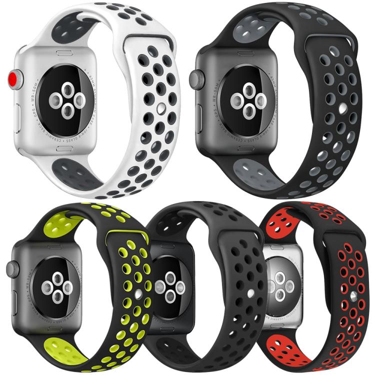 Lot de 5 bracelets de montre sport en silicone bicolores xDfind, compatibles avec Apple Watch 42/44/45/46/49 mm et Apple Watch 38/40/41/S11 42 mm.
