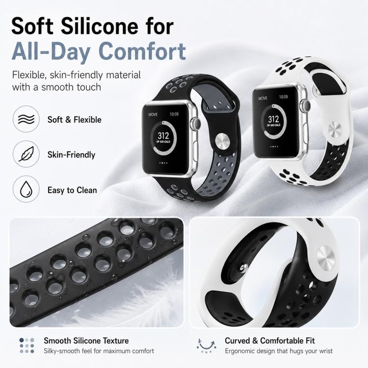 Lot de 5 bracelets de montre sport en silicone bicolores xDfind, compatibles avec Apple Watch 42/44/45/46/49 mm et Apple Watch 38/40/41/S11 42 mm.