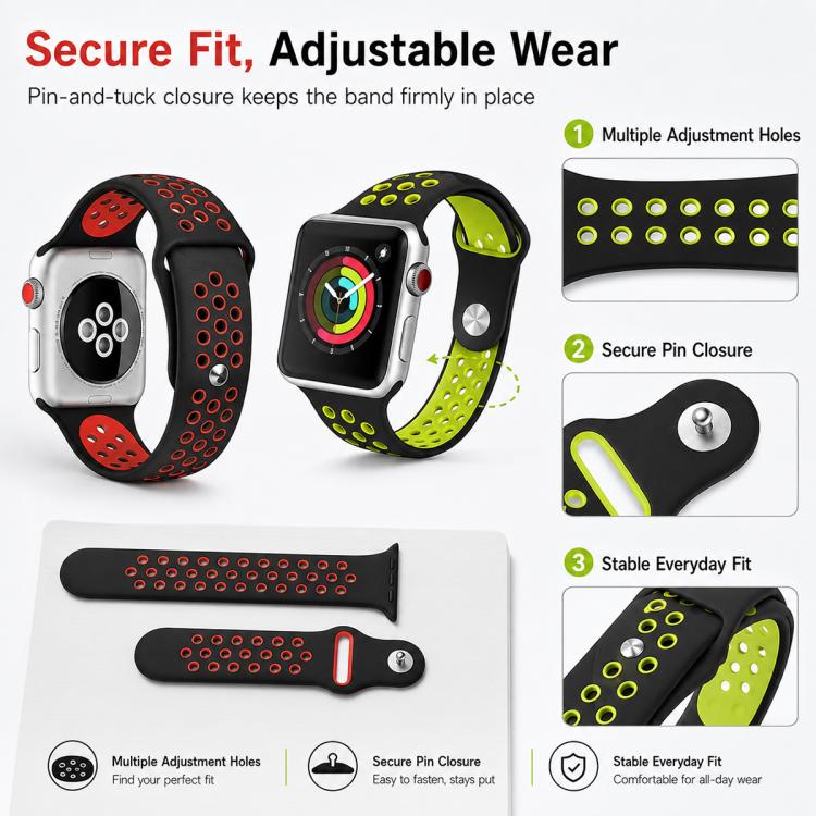 Lot de 5 bracelets de montre sport en silicone bicolores xDfind, compatibles avec Apple Watch 42/44/45/46/49 mm et Apple Watch 38/40/41/S11 42 mm.