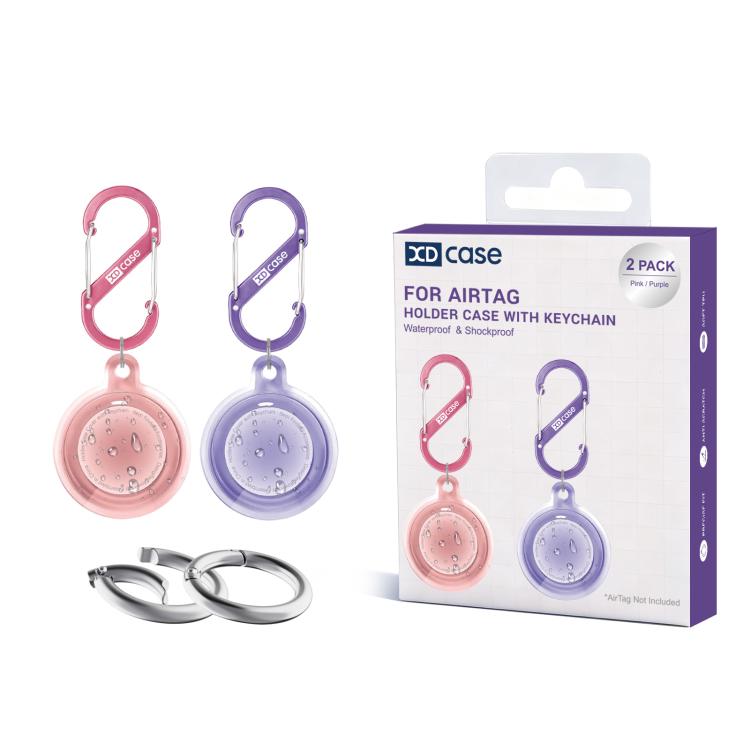 XDcase Pack de 2 étuis de protection étanches en TPU avec porte-clés, pour AirTag 2e génération / 1re génération