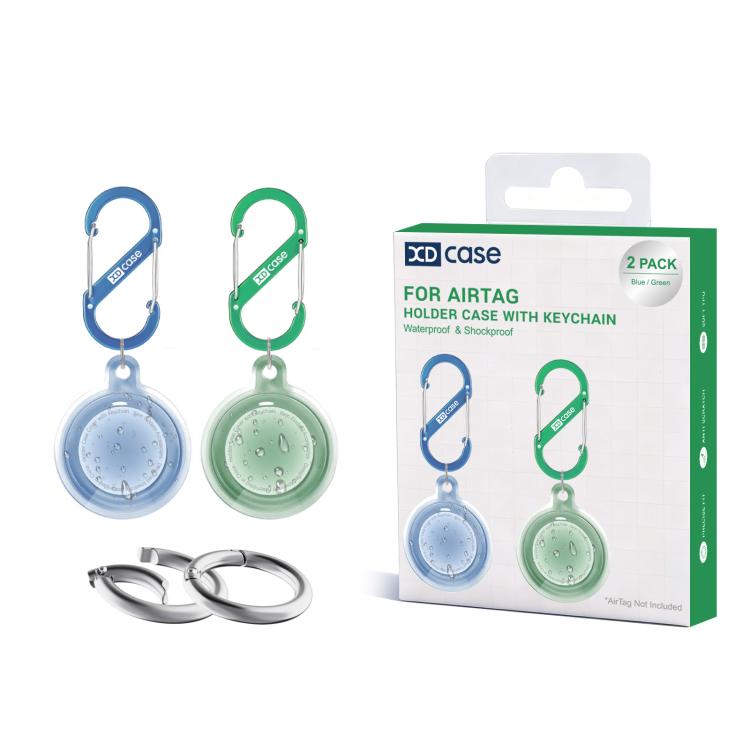 XDcase Pack de 2 étuis de protection étanches en TPU avec porte-clés, pour AirTag 2e génération / 1re génération