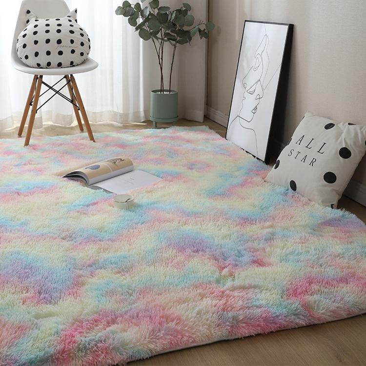 Tapis Dégradé Simple pour Canapé, Chevet, Salon, Chambre, Arc-en-ciel 100x200cm, Rose Violet 100x200cm, Gris Clair 100x200cm