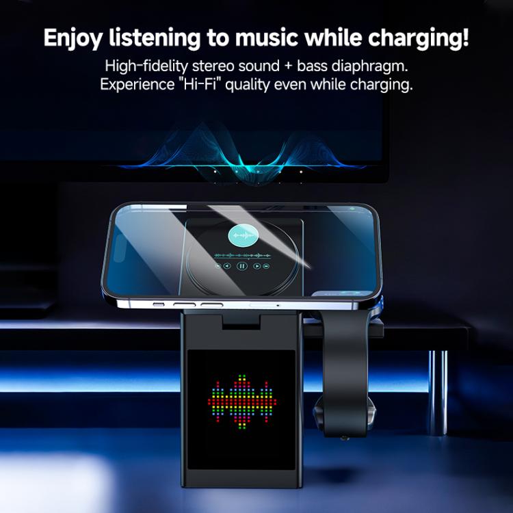 S5D Chargeur sans fil multifonctionnel 3 en 1 de 15 W avec écran tactile et fonction haut-parleur Bluetooth