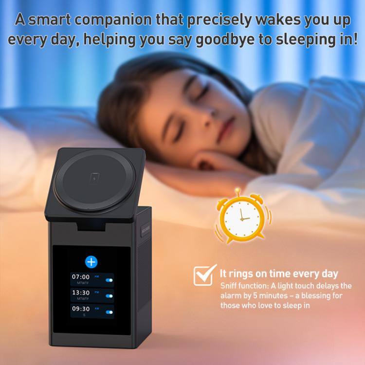 S5D Chargeur sans fil multifonctionnel 3 en 1 de 15 W avec écran tactile et fonction haut-parleur Bluetooth