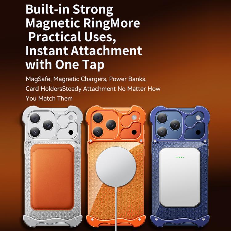 Coque de téléphone en alliage d'aluminium sans bordure MagSafe à motif d'armure dorée, pour iPhone 17 Pro Max, pour iPhone 17 Pro