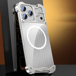 Coque de téléphone en alliage d'aluminium sans bordure MagSafe à motif d'armure dorée, pour iPhone 17 Pro Max, pour iPhone 17 Pro