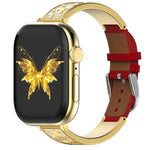 Bracelet de montre hybride xDfind Butterfly en acier inoxydable et cuir véritable, compatible avec Apple Watch 42/44/45/46/49 mm et Apple Watch 38/40/41/S11 42 mm.
