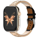 Bracelet de montre hybride xDfind Butterfly en acier inoxydable et cuir véritable, compatible avec Apple Watch 42/44/45/46/49 mm et Apple Watch 38/40/41/S11 42 mm.