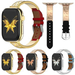 Bracelet de montre hybride xDfind Butterfly en acier inoxydable et cuir véritable, compatible avec Apple Watch 42/44/45/46/49 mm et Apple Watch 38/40/41/S11 42 mm.