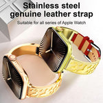 Bracelet de montre hybride xDfind Butterfly en acier inoxydable et cuir véritable, compatible avec Apple Watch 42/44/45/46/49 mm et Apple Watch 38/40/41/S11 42 mm.