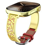 Bracelet de montre en cuir véritable hybride en acier inoxydable avec motif floral rétro xDfind, pour Apple Watch 38 / 40 / 41 / S11 42mm