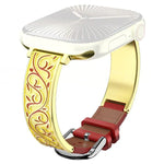 Bracelet de montre en cuir véritable hybride en acier inoxydable avec motif floral rétro xDfind, pour Apple Watch 38 / 40 / 41 / S11 42mm