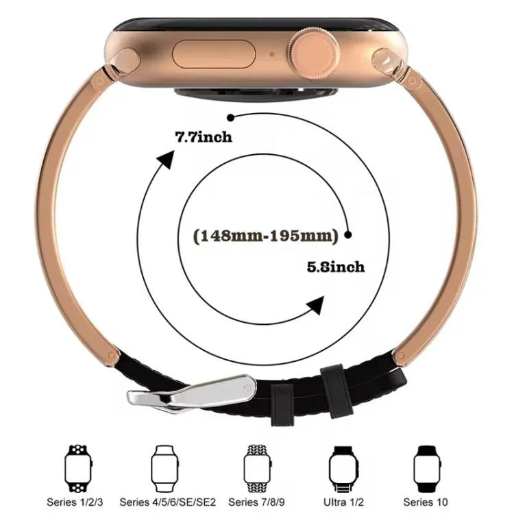 Bracelet de montre en cuir véritable hybride en acier inoxydable avec motif floral rétro xDfind, pour Apple Watch 38 / 40 / 41 / S11 42mm
