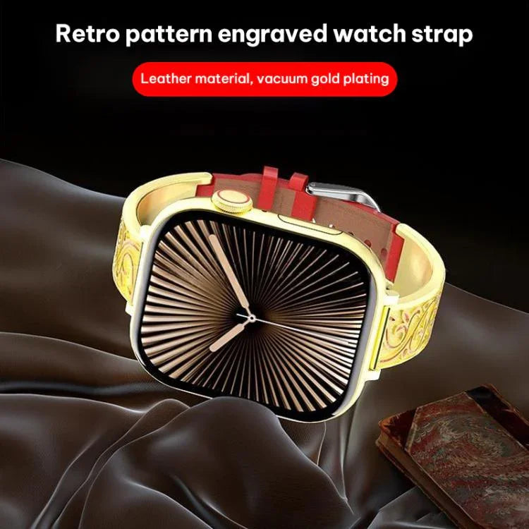 Bracelet de montre en cuir véritable hybride en acier inoxydable avec motif floral rétro xDfind, pour Apple Watch 38 / 40 / 41 / S11 42mm
