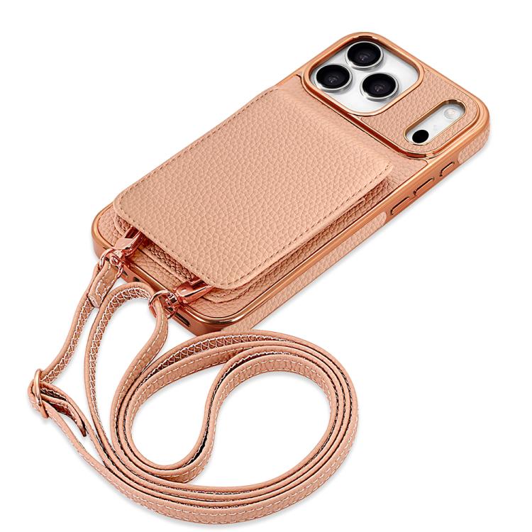 Étui de téléphone en PU texturé litchi VIETAO avec cordon, Pour iPhone 17 Pro Max, Pour iPhone 17 Pro
