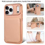 Étui de téléphone en PU texturé litchi VIETAO avec cordon, Pour iPhone 17 Pro Max, Pour iPhone 17 Pro
