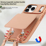 Étui de téléphone en PU texturé litchi VIETAO avec cordon, Pour iPhone 17 Pro Max, Pour iPhone 17 Pro