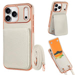 Étui de téléphone en PU texturé litchi VIETAO avec cordon, Pour iPhone 17 Pro Max, Pour iPhone 17 Pro