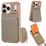 Étui de téléphone en PU texturé litchi VIETAO avec cordon, Pour iPhone 17 Pro Max, Pour iPhone 17 Pro