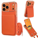 Étui de téléphone en PU texturé litchi VIETAO avec cordon, Pour iPhone 17 Pro Max, Pour iPhone 17 Pro