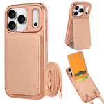 Étui de téléphone en PU texturé litchi VIETAO avec cordon, Pour iPhone 17 Pro Max, Pour iPhone 17 Pro