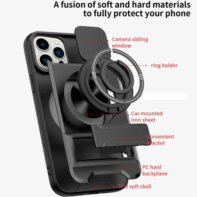 Coque de téléphone multifonctionnelle magnétique antichoc avec fenêtre coulissante pour objectif, pour iPhone 13 Pro Max, pour iPhone 13 Pro, pour iPhone 12 Pro Max, pour iPhone 11 Pro Max, pour iPhone 11