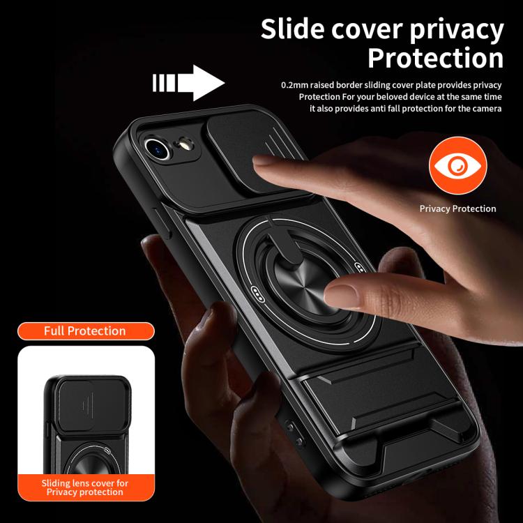Lens Sliding Window Multifunctional Magnetic Shockproof Phone Case, For iPhone 7