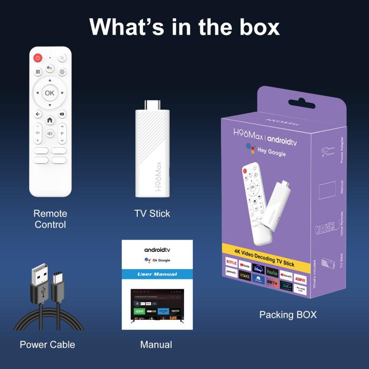 H96 Max H313 Android 14 Mini clé TV HD avec télécommande, ARM Cortex-A53 Quad Core, 2 Go+16 Go, 2 Go+8 Go
