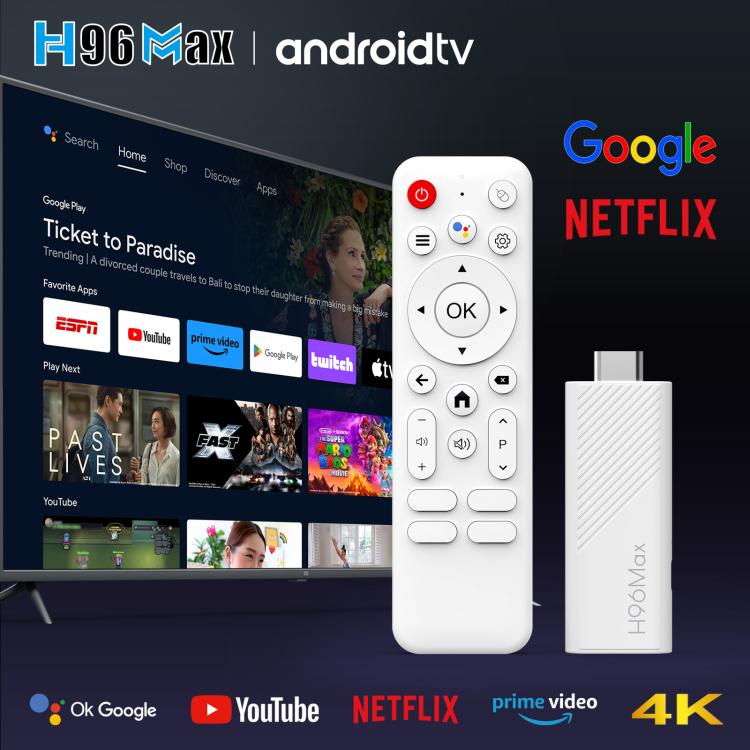 H96 Max H313 Android 14 Mini clé TV HD avec télécommande, ARM Cortex-A53 Quad Core, 2 Go+16 Go, 2 Go+8 Go
