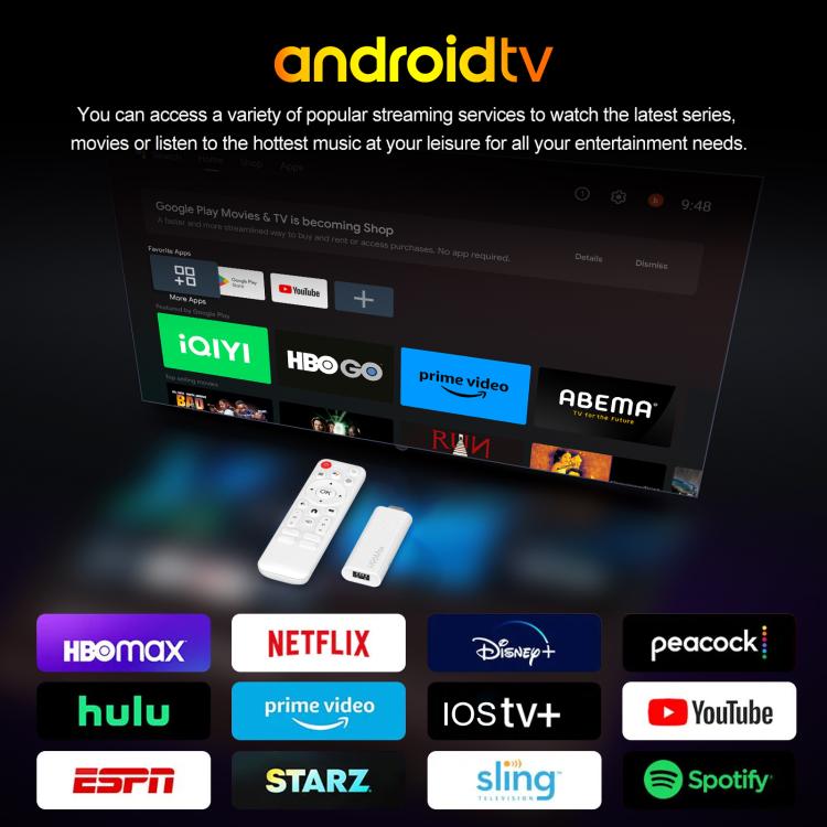 H96 Max H313 Android 14 Mini clé TV HD avec télécommande, ARM Cortex-A53 Quad Core, 2 Go+16 Go, 2 Go+8 Go