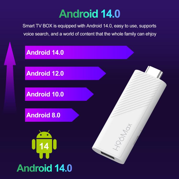 H96 Max H313 Android 14 Mini clé TV HD avec télécommande, ARM Cortex-A53 Quad Core, 2 Go+16 Go, 2 Go+8 Go