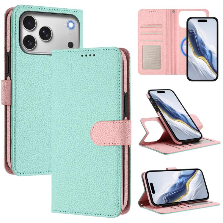 Étui de téléphone en cuir végétalien avec texture Litchi amovible et patch magnétique latéral, pour iPhone 17 Pro Max, pour iPhone 17 Pro, pour iPhone 17, pour iPhone Air, pour iPhone 16 Pro Max, pour iPhone 16 Pro, pour iPhone 16 Plus, pour iPhone 16